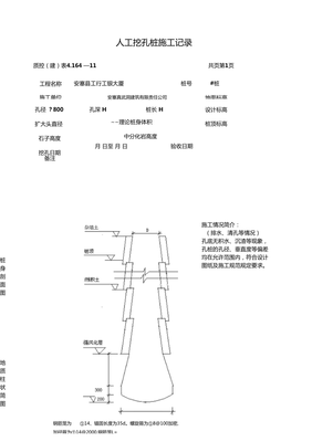 人工挖孔桩施工记录表